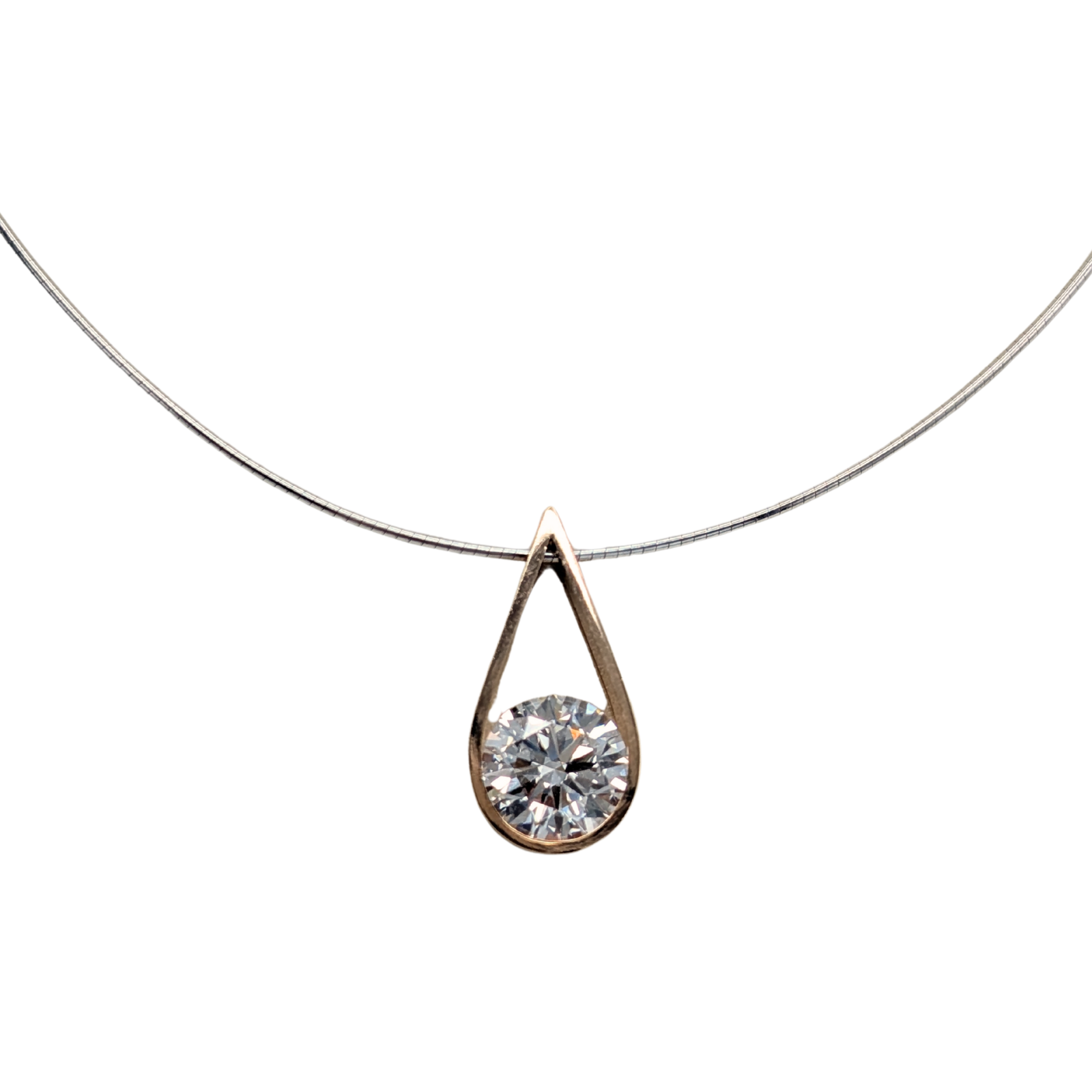 14k Yellow Gold Open-Frame Lab Grown Diamond Pendant Necklace