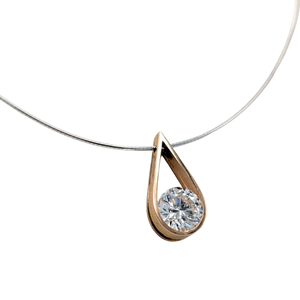 14k Yellow Gold Open-Frame Lab Grown Diamond Pendant Necklace