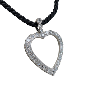14k White Gold Romantic 'Anniversary' Diamond Heart Pendant