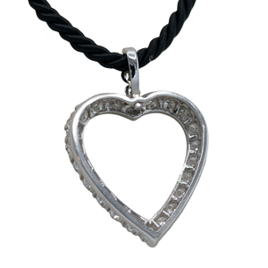 14k White Gold Romantic 'Anniversary' Diamond Heart Pendant
