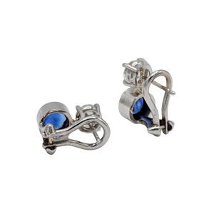 14k White Gold Sapphire & Diamond Two-Stone Earrings