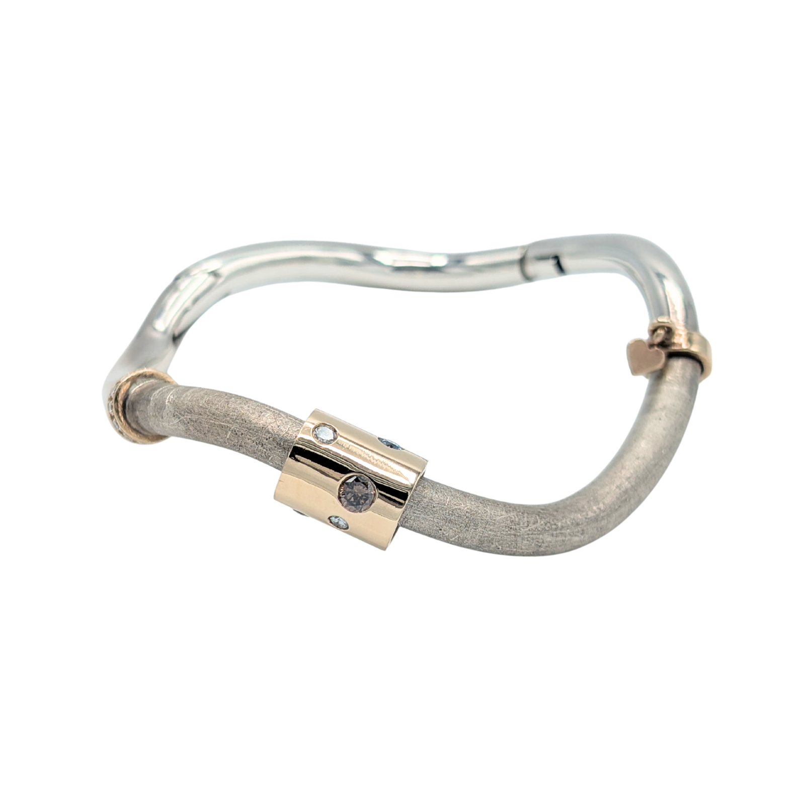 925 Silver & 18k Yellow Gold 'Wave' Bead Bangle