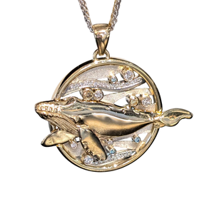 14k/18k Yellow & White Gold Humpback Whale Handmade Pendant