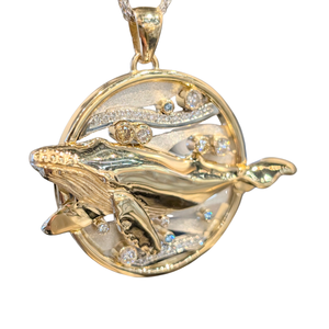 14k/18k Yellow & White Gold Humpback Whale Handmade Pendant