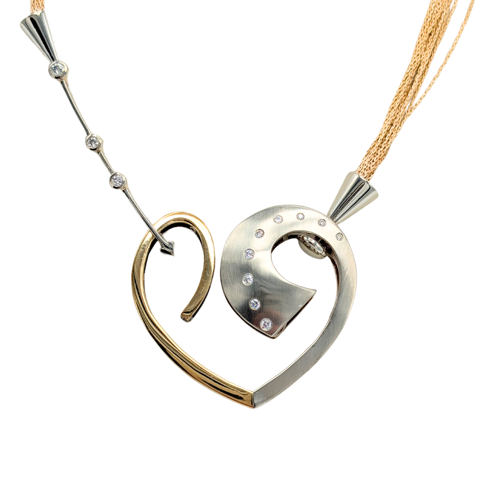 14k White/Yellow Gold 'Heart & Arrow' Statement Necklace