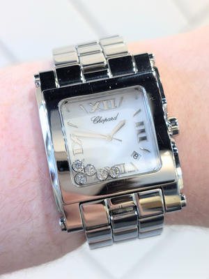 Chopard 'Happy Sport' Moving Diamond Watch (46x35mm)