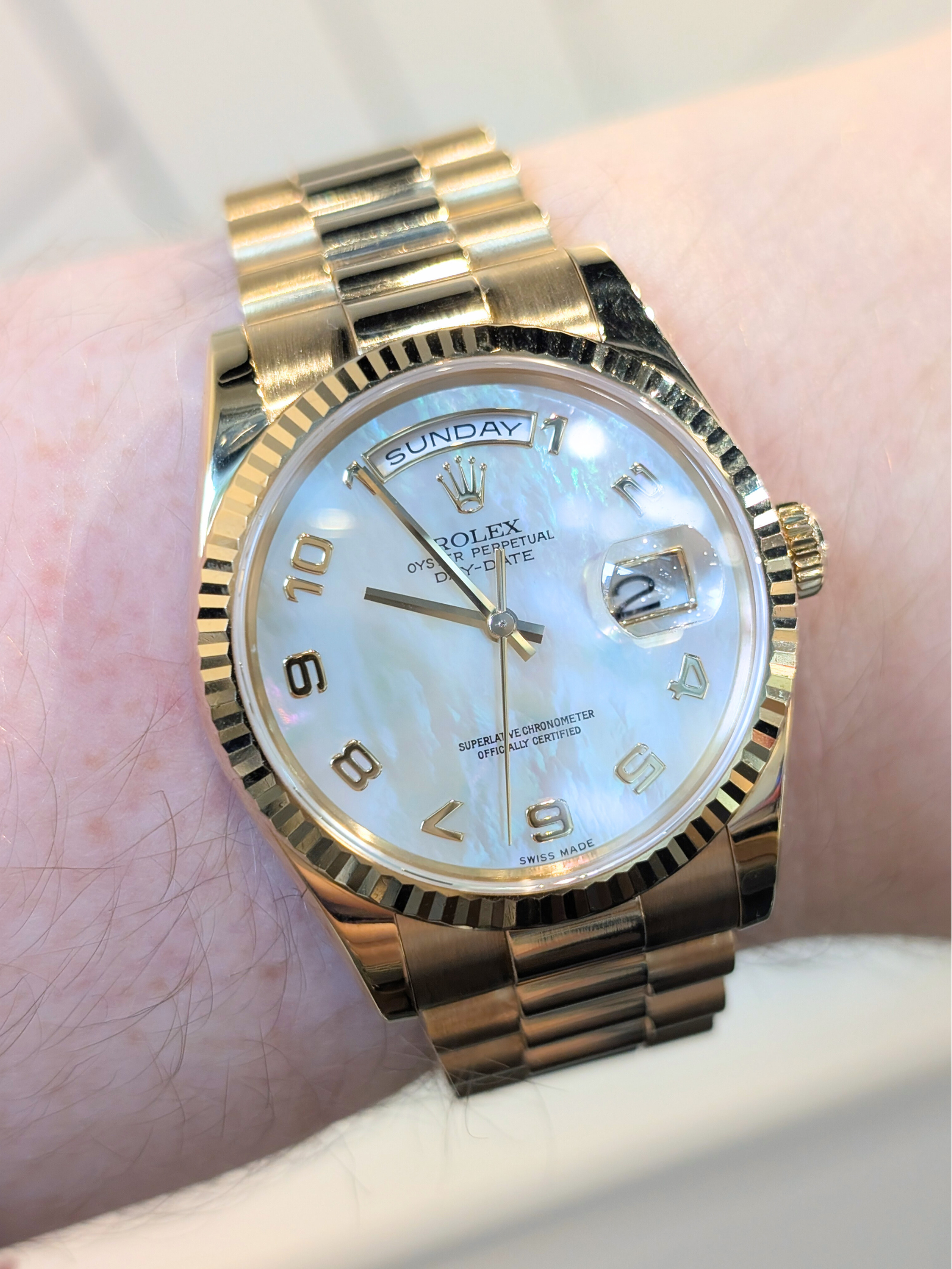Rolex 18k Yellow Gold Day-Date President with MOP Dial