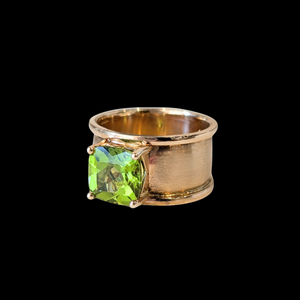 14k Yellow Gold Peridot Wideband Ring