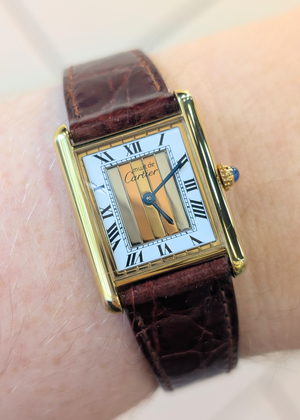 Cartier Tank Paris Quartz Vermeil - Tri-colour Roman Dial