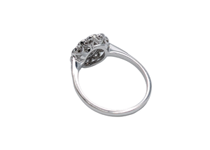 18k White Gold Vintage Diamond Halo Engagement Ring