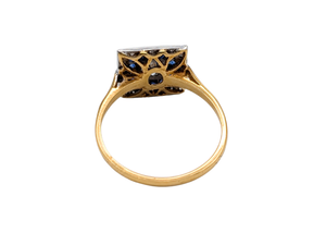 18k Blue Sapphire & Diamond Vintage 'Target' Ring