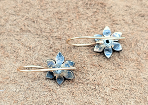 Antique Emerald & Diamond Flower Drop Earrings