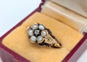 Antique Georgian Pearl & Diamond Flower Ring