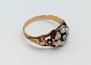 Antique Georgian Pearl & Diamond Flower Ring
