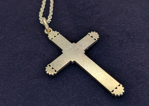 18k Yellow Gold Seed Pearl & Diamond Crucifix