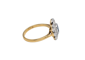 18k Yellow & White Gold Sapphire & Diamond Halo Vintage Ring