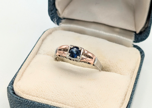 Vintage 14k White & Rose Gold Sapphire Ring