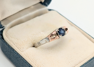 Vintage 14k White & Rose Gold Sapphire Ring