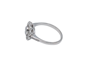 18k White Gold Vintage Diamond Halo Engagement Ring