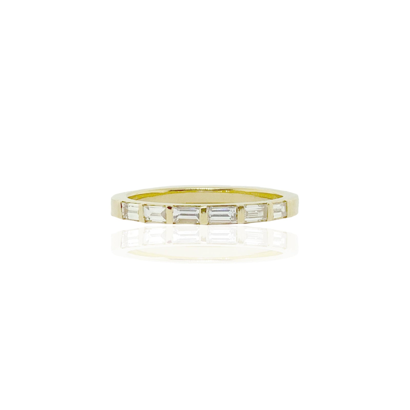 18K Yellow Gold Baguette Diamond Half Eternity Band