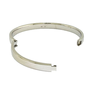 14K W/G Hinged Low Dome Bangle 6mm Wide with a Tension Clasp