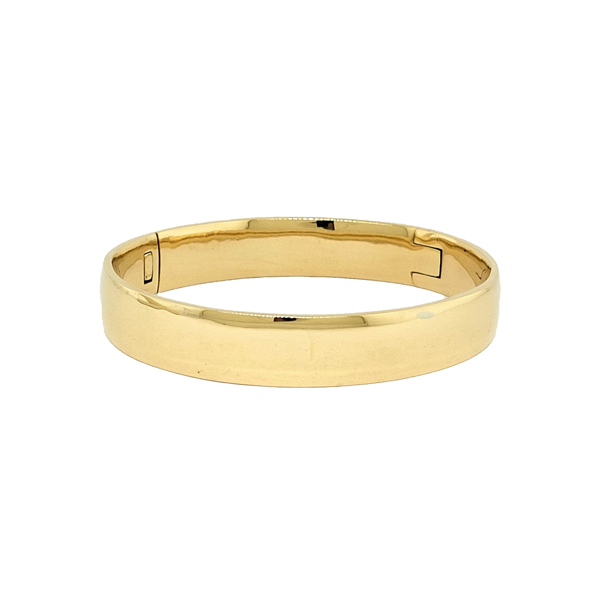 14K Y/G Low Dome Bangle with a Tension Clasp 10.5mm Wide