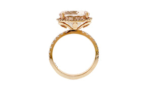 14K Rose Gold Morganite and Diamond Halo Style Ring