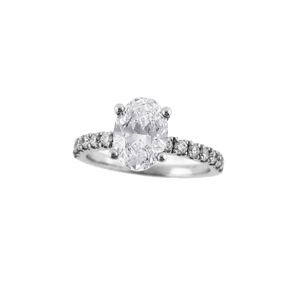 14K W/G Lab Grown Oval Cut Diamond Engagement Ring
