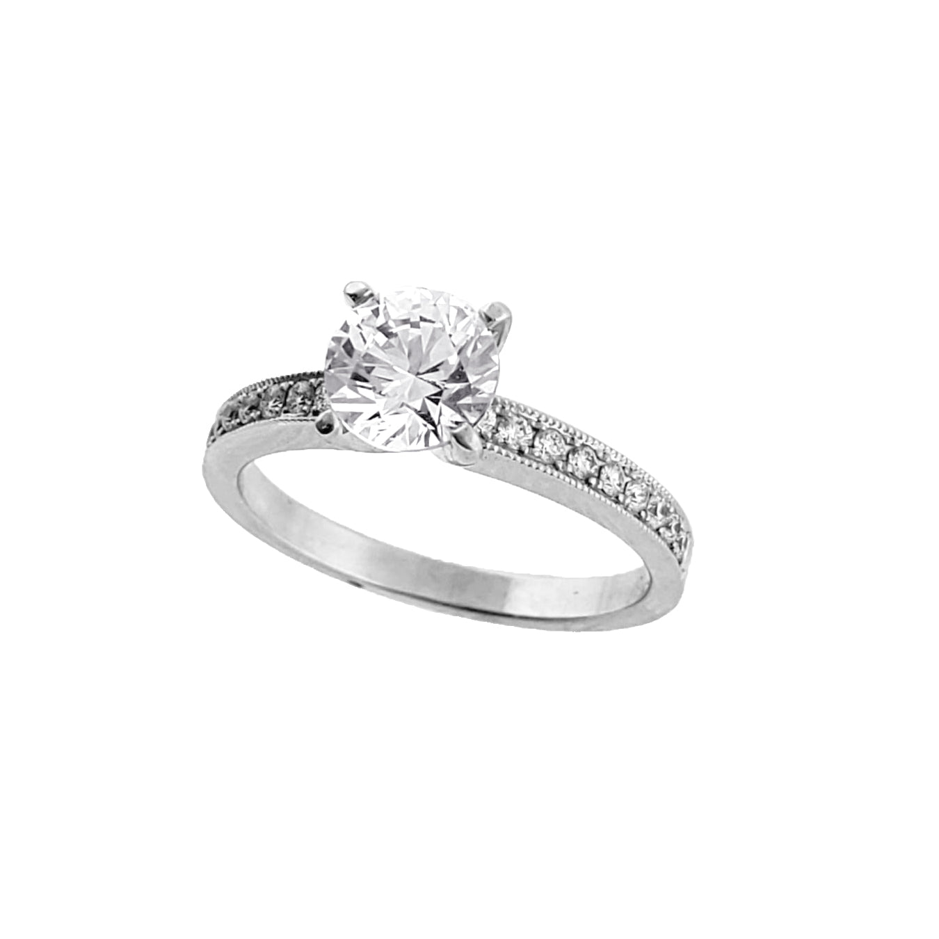 14K W/G Lab Grown Diamond Ring with Milgrain Detail