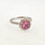 14K W/G Flower Shaped Halo Style Pink Sapphire and Diamond Ring