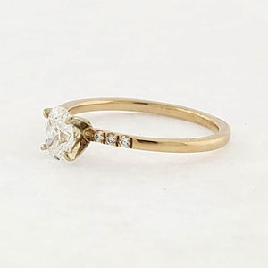 14K Y/G Oval Diamond Ring with Delicate Diamond Accent Detail