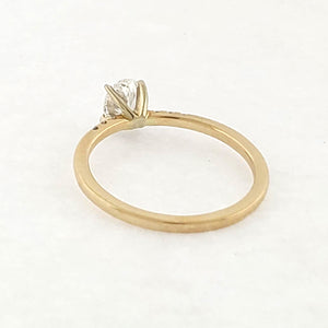 14K Y/G Oval Diamond Ring with Delicate Diamond Accent Detail