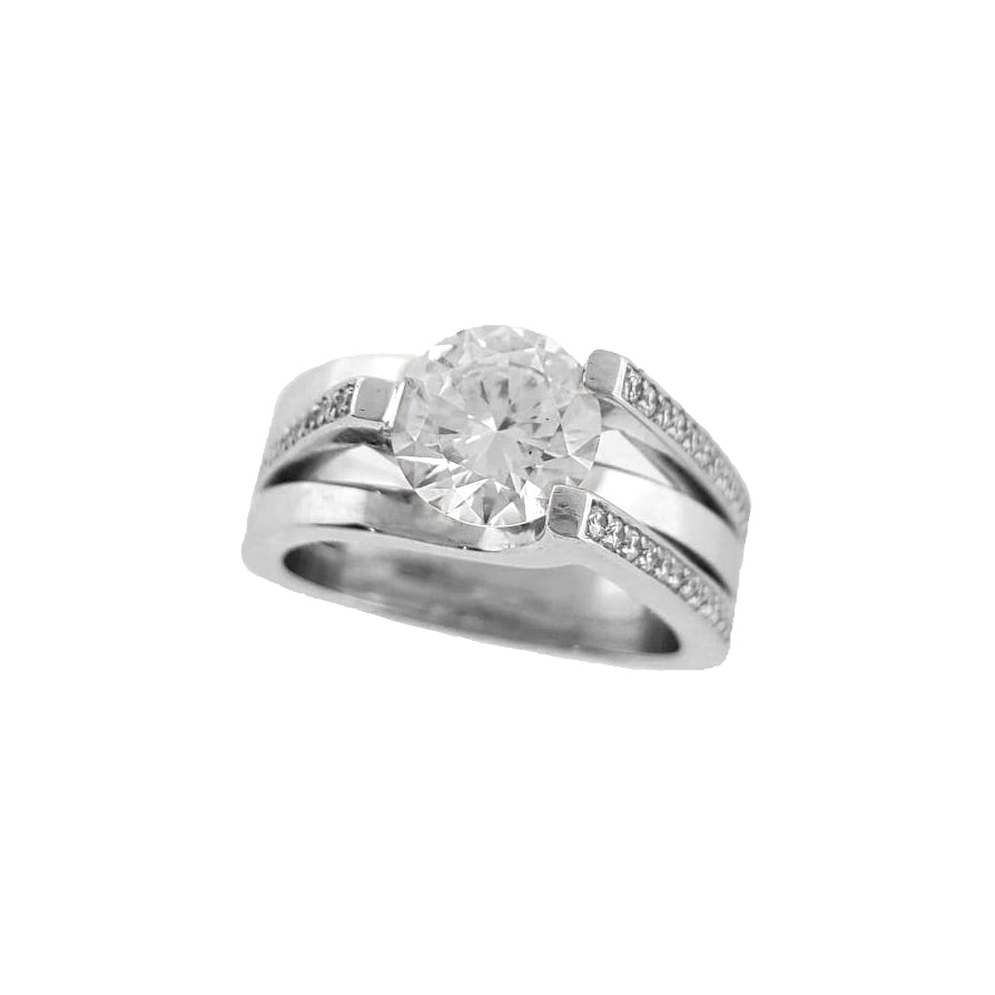 18K W/G Under-Over Tri-Shank Diamond Semi Mount