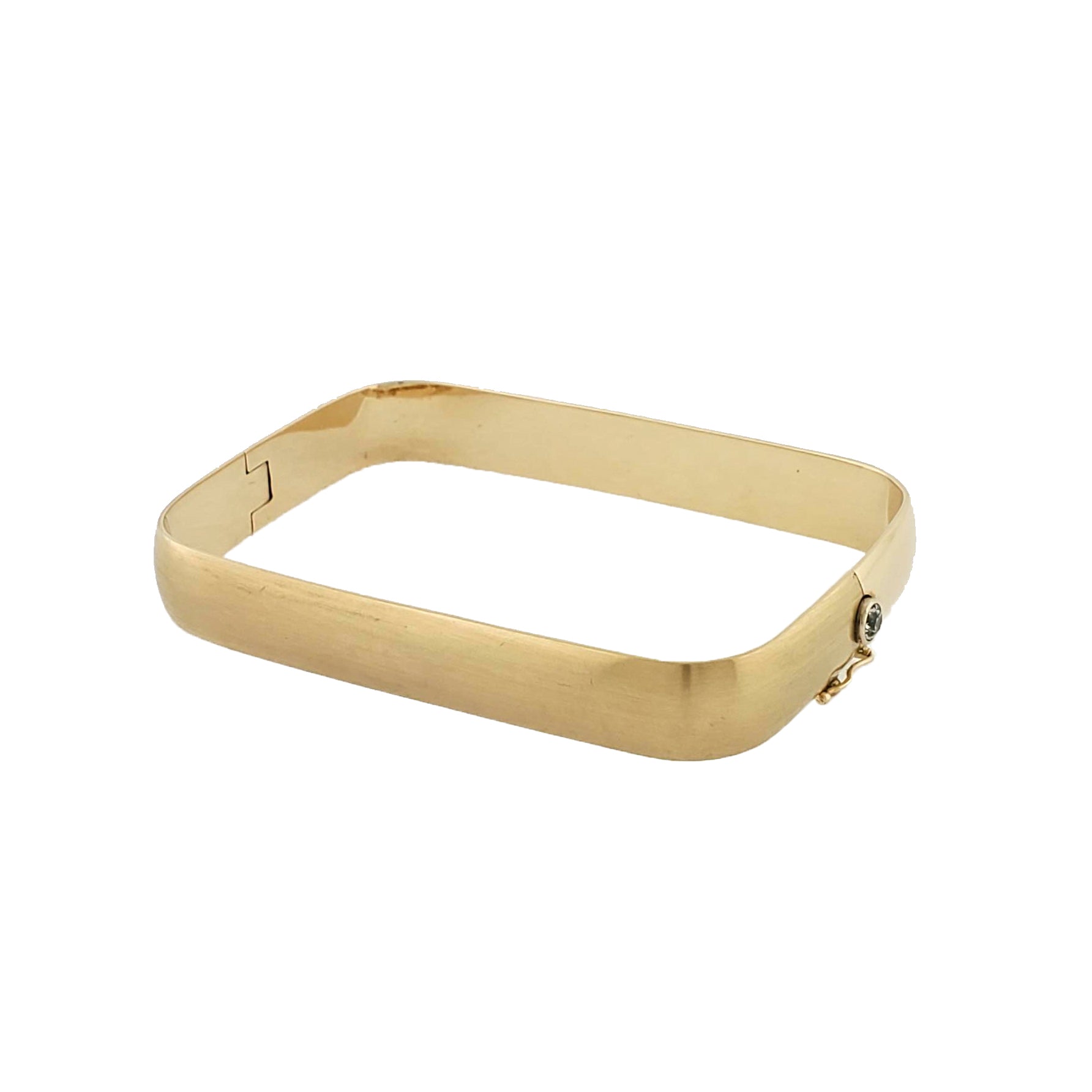 14K Y/G Brushed and Polished Textured Square Bangle