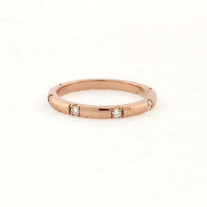 14K Rose Gold Evenly Spaced Bead Set Diamond Eternity Ring
