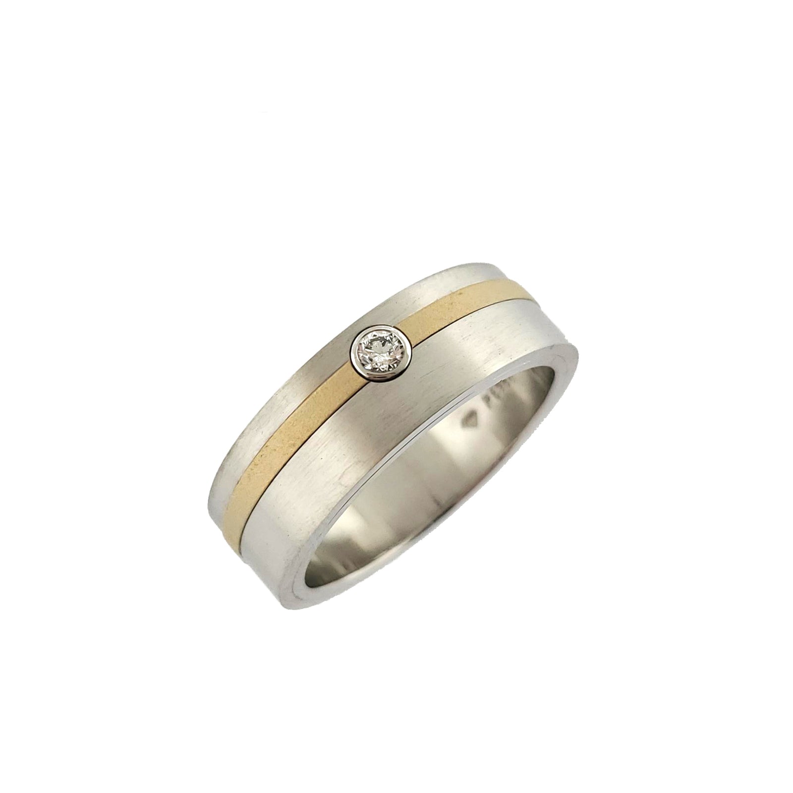 14K W/G and Platinum with 18K Y/G Men's Wedding Band