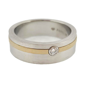 14K W/G and Platinum with 18K Y/G Men's Wedding Band