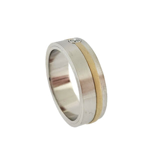 14K W/G and Platinum with 18K Y/G Men's Wedding Band