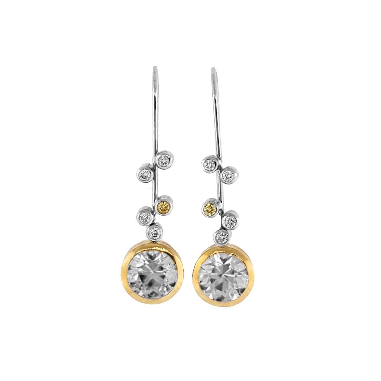 14K/18K & W/Y Gold Hand Made Zircon and Diamond Earrings