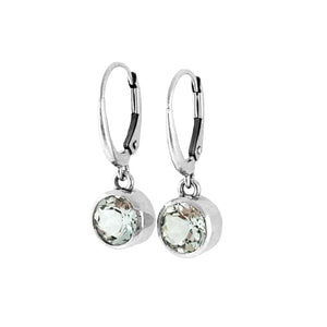 14K White Gold Dangle Style Bezel Set Aquamarine Earrings