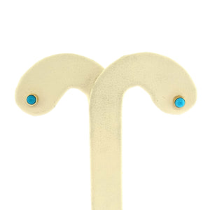 14K Y/G Turquoise Bezel Set Stud Earrings