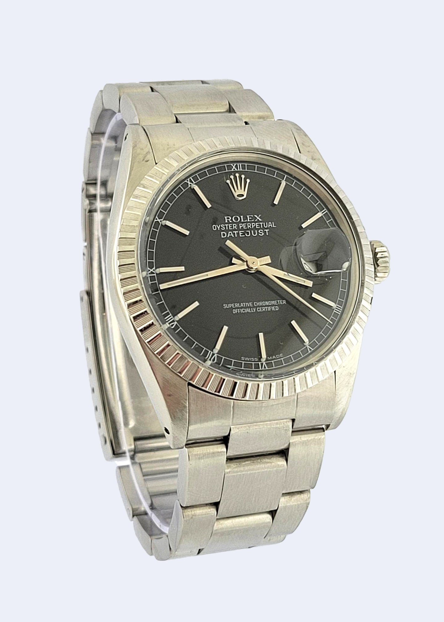 S/S Rolex Datejust Reference 16030 with Engine Turn Bezel