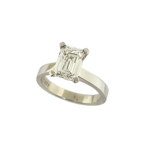 Platinum Emerald Cut Lab Grown Diamond Modern Solitaire Ring