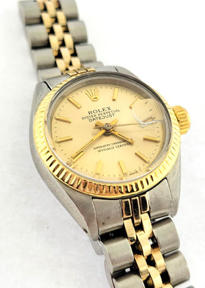 Y/G and S/S Rolex Datejust Ref 6917, 26mm with Champagne Dial
