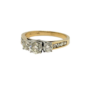 14K Y/W 3-Stone Diamond Ring with Accent Diamonds