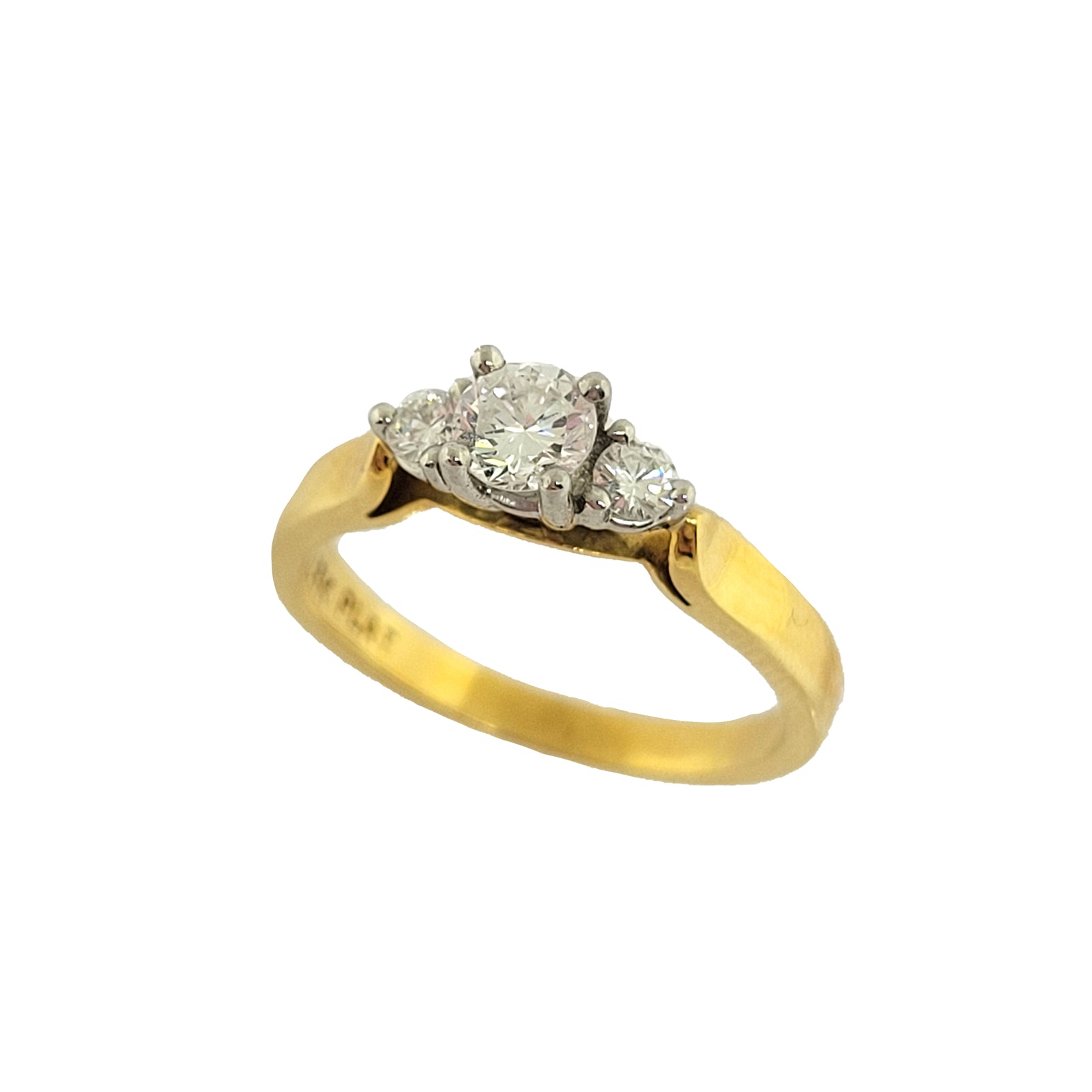 Platinum & 18K Y/G 3-Stone Diamond Ring 0.45ctw