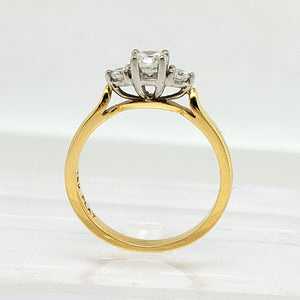 Platinum & 18K Y/G 3-Stone Diamond Ring 0.45ctw