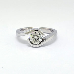 14K W/G Hand Made Wrapped Cross Over Style Diamond Ring