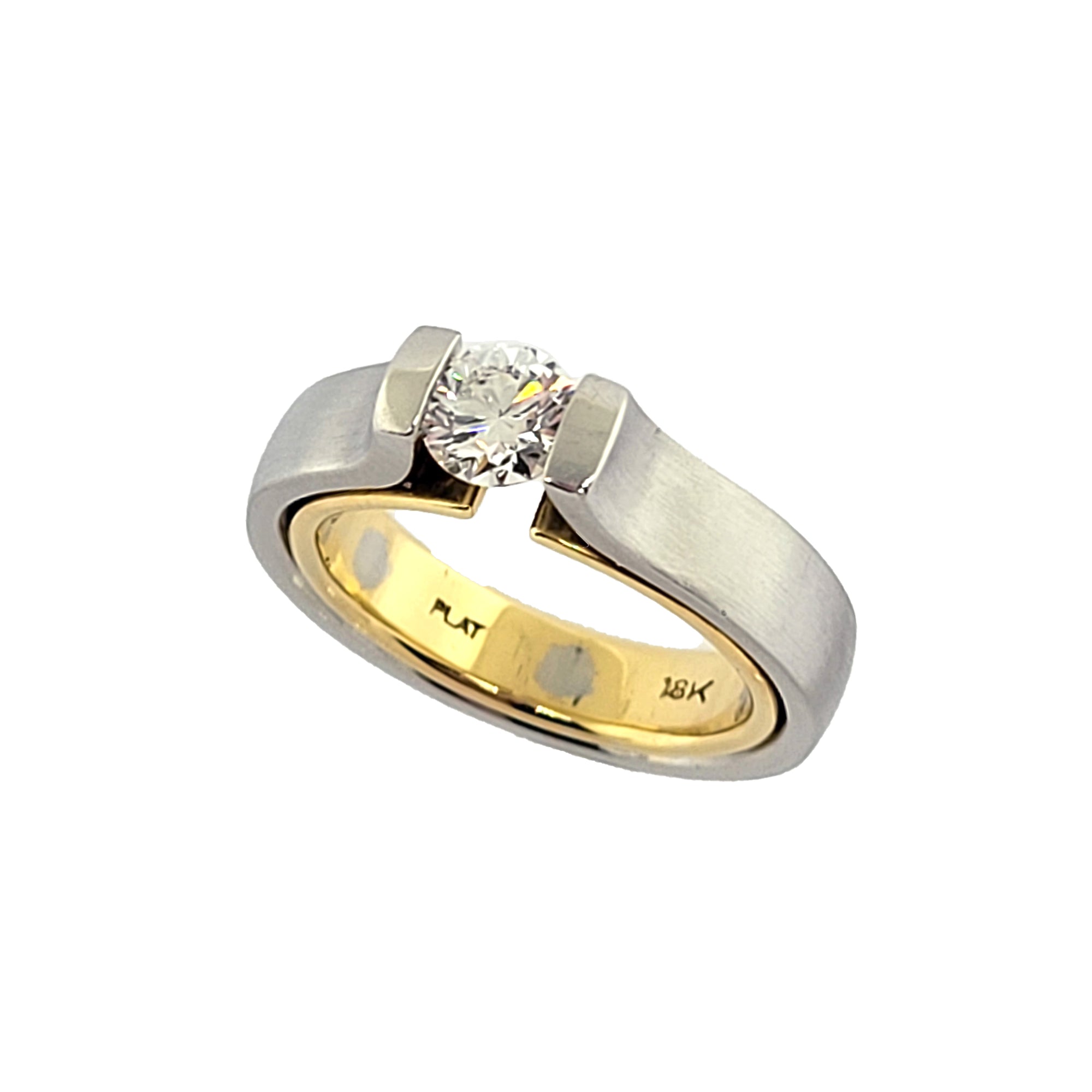 Platinum and 18K Y/G Tension Style Ring with an Inner Sleeve