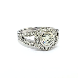 14K W/G Halo with Split Shank Diamond Engagement Ring
